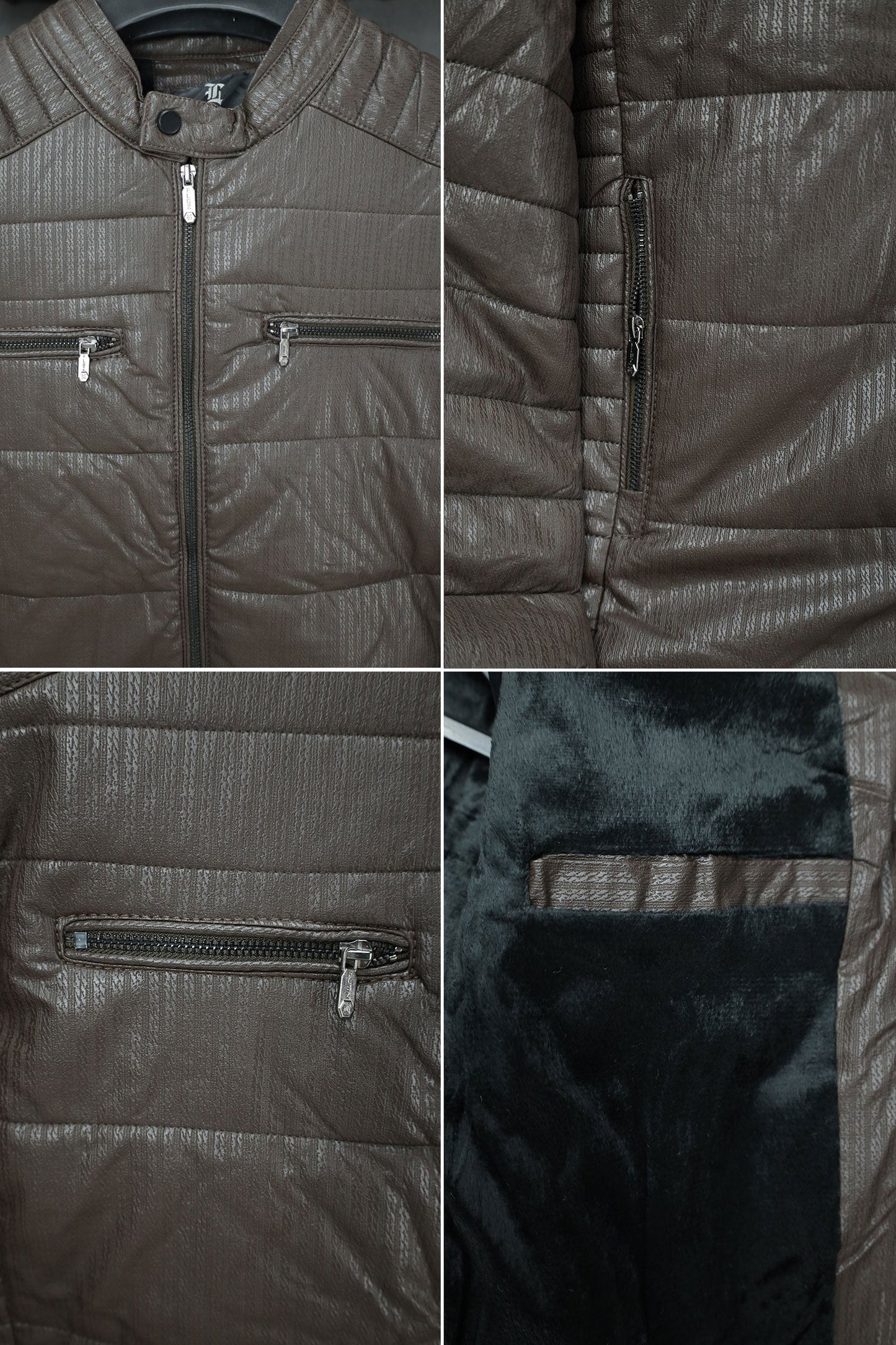 Self Design Zipper Pockets Men's Imported Suede Leather Jacket