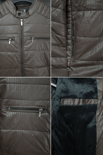 Self Design Zipper Pockets Men's Imported Suede Leather Jacket