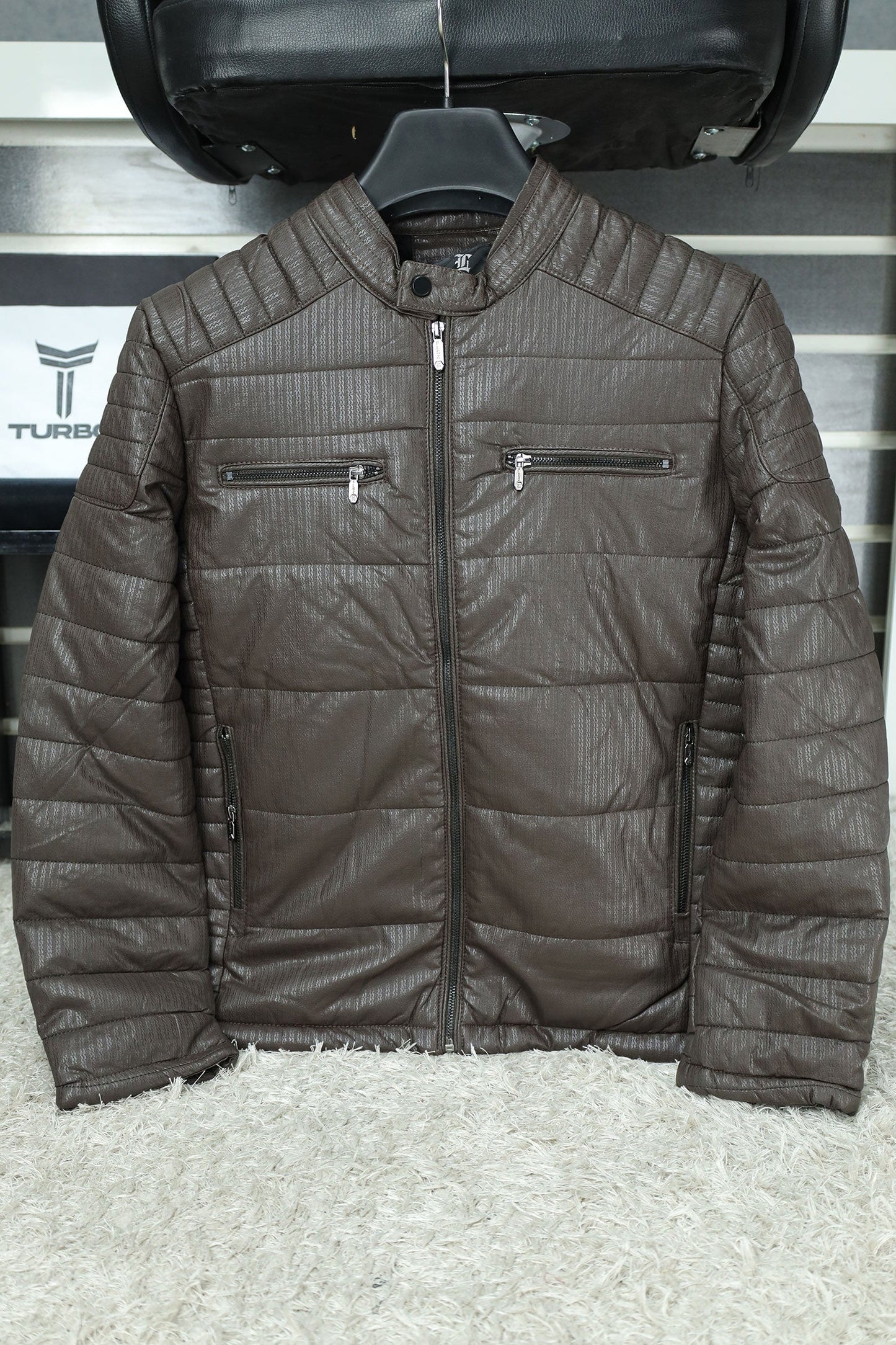 Self Design Zipper Pockets Men's Imported Suede Leather Jacket
