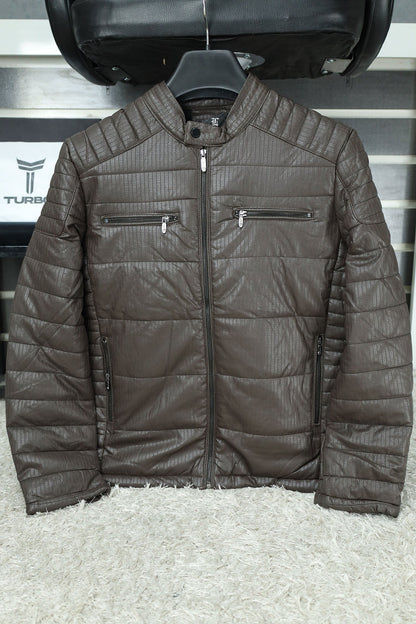Self Design Zipper Pockets Men's Imported Suede Leather Jacket