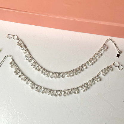 Crystal Drop Anklet (Silver)