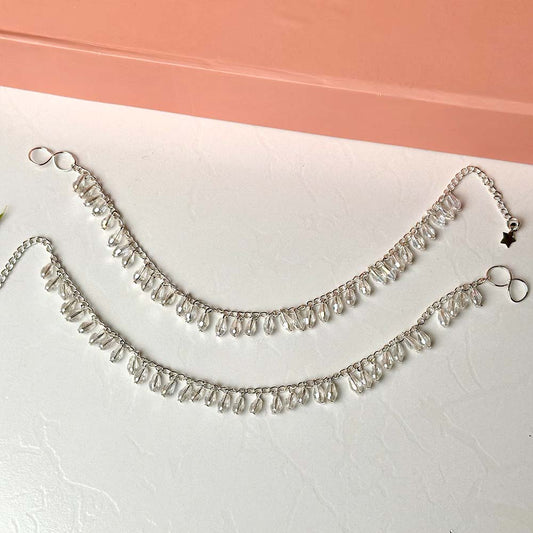 Crystal Drop Anklet (Silver)