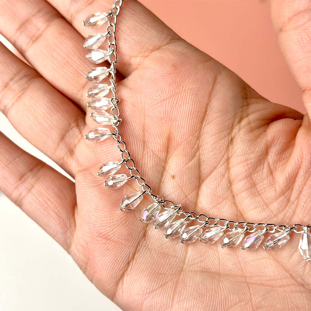 Crystal Drop Anklet (Silver)