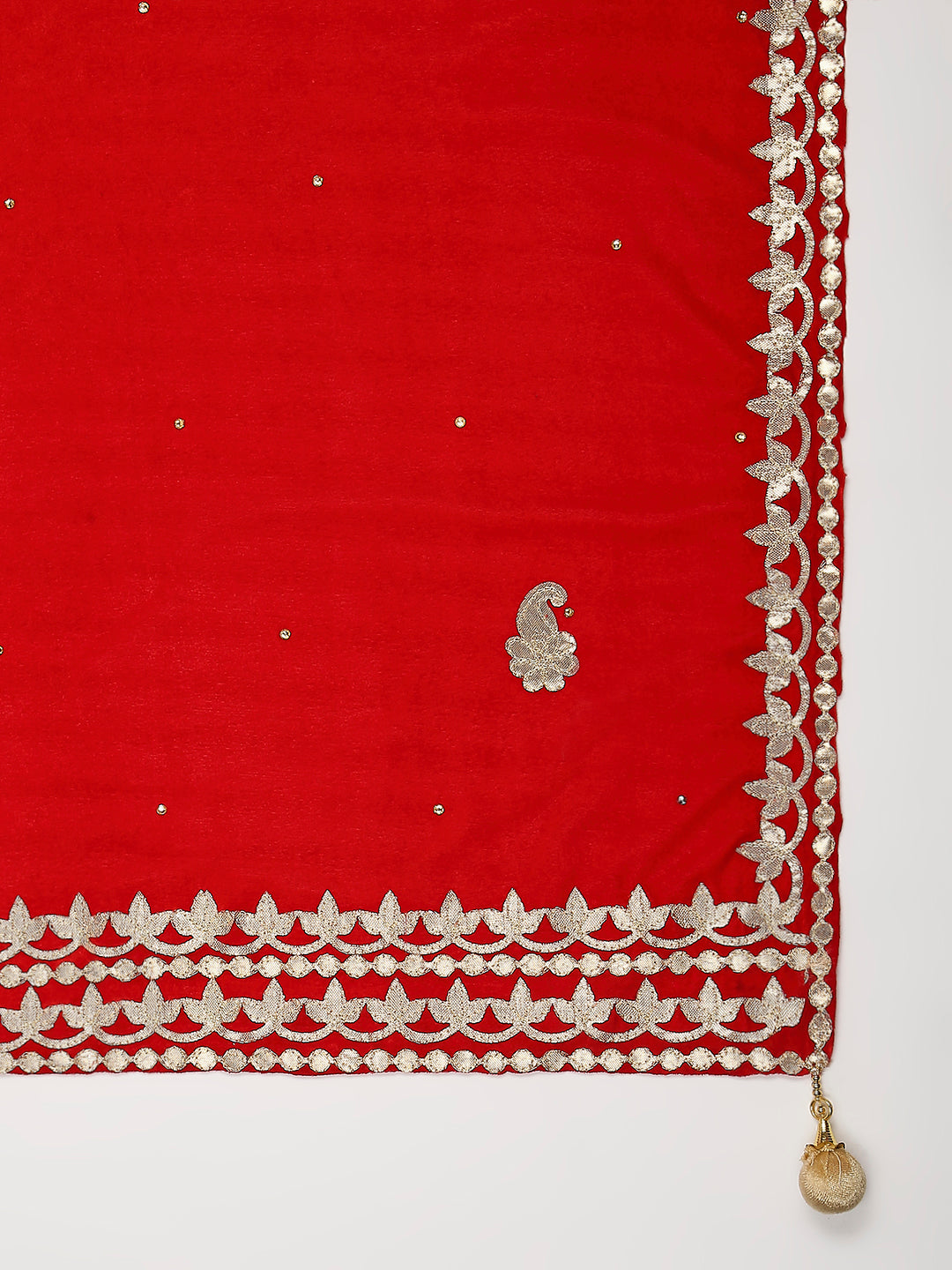 Gotta Patti Work Velvet Dupatta With Danglers