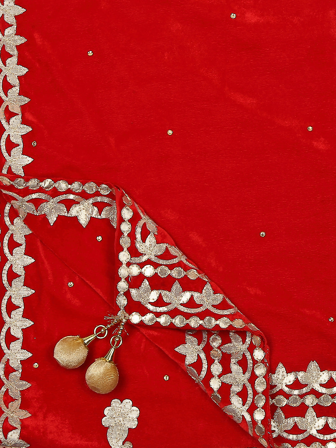 Gotta Patti Work Velvet Dupatta With Danglers