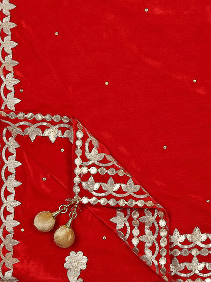 Gotta Patti Work Velvet Dupatta With Danglers