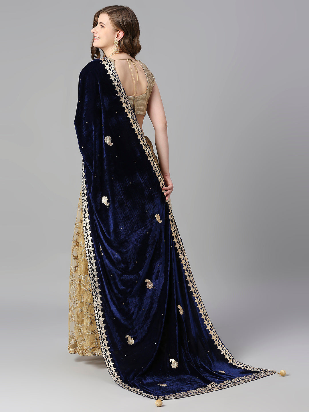 Gotta Patti Work Velvet Dupatta With Danglers