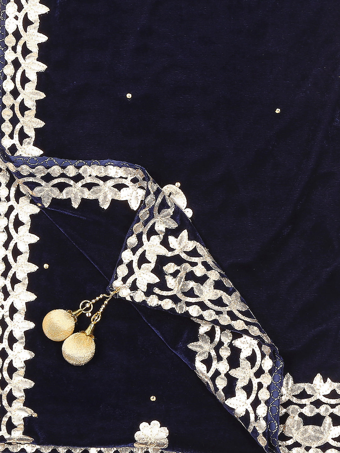 Gotta Patti Work Velvet Dupatta With Danglers