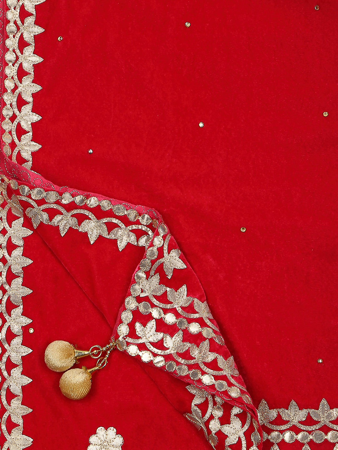 Gotta Patti Work Velvet Dupatta With Danglers