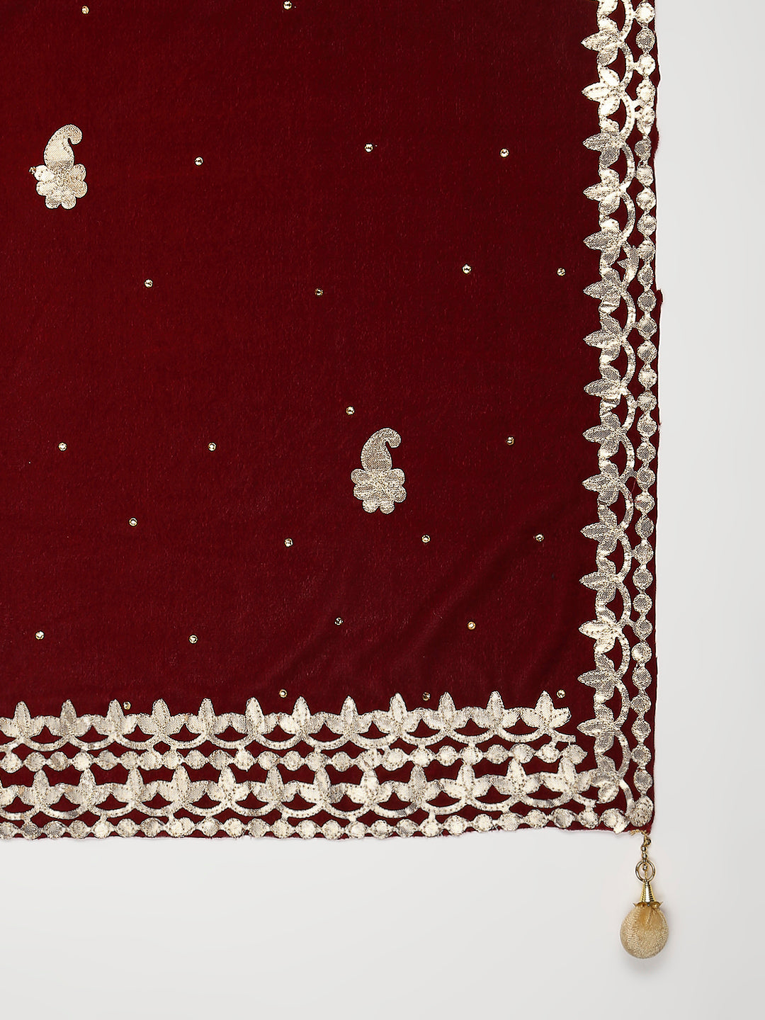 Gotta Patti Work Velvet Dupatta With Danglers