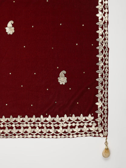 Gotta Patti Work Velvet Dupatta With Danglers