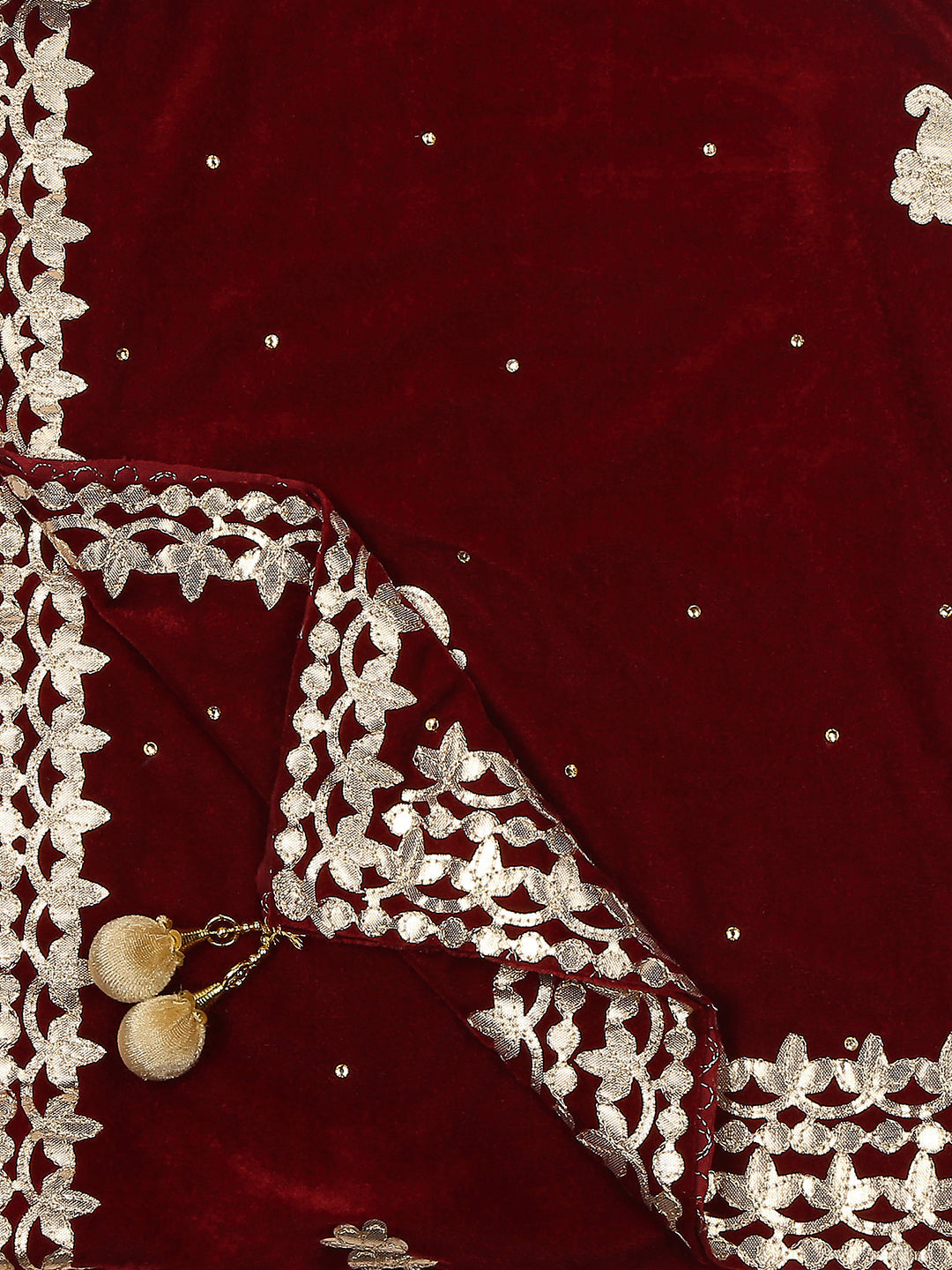 Gotta Patti Work Velvet Dupatta With Danglers