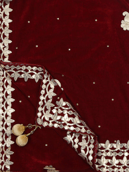 Gotta Patti Work Velvet Dupatta With Danglers