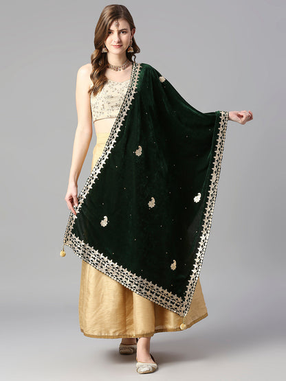 Gotta Patti Work Velvet Dupatta With Danglers