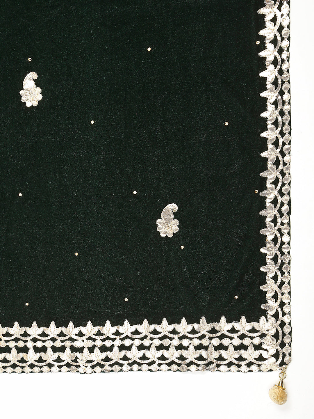 Gotta Patti Work Velvet Dupatta With Danglers