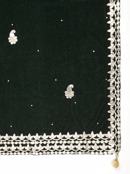 Gotta Patti Work Velvet Dupatta With Danglers