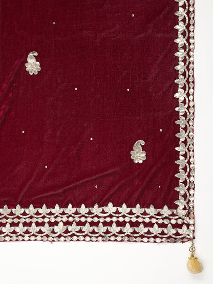 Gotta Patti Work Velvet Dupatta With Danglers
