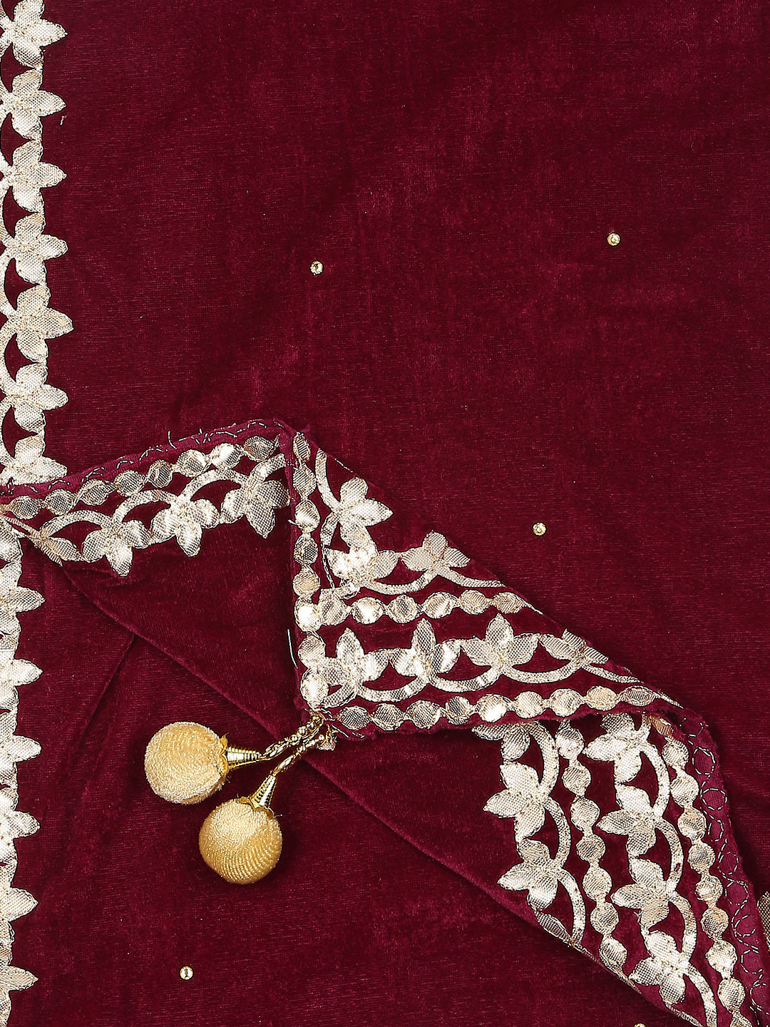 Gotta Patti Work Velvet Dupatta With Danglers