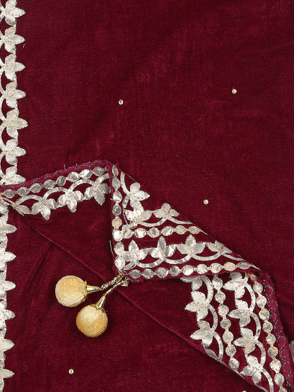 Gotta Patti Work Velvet Dupatta With Danglers