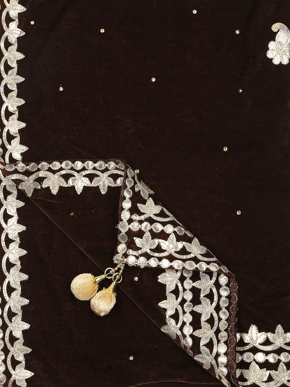 Gotta Patti Work Velvet Dupatta With Danglers