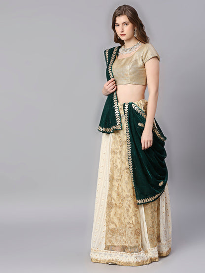 Gotta Patti Work Rama Green Velvet Dupatta