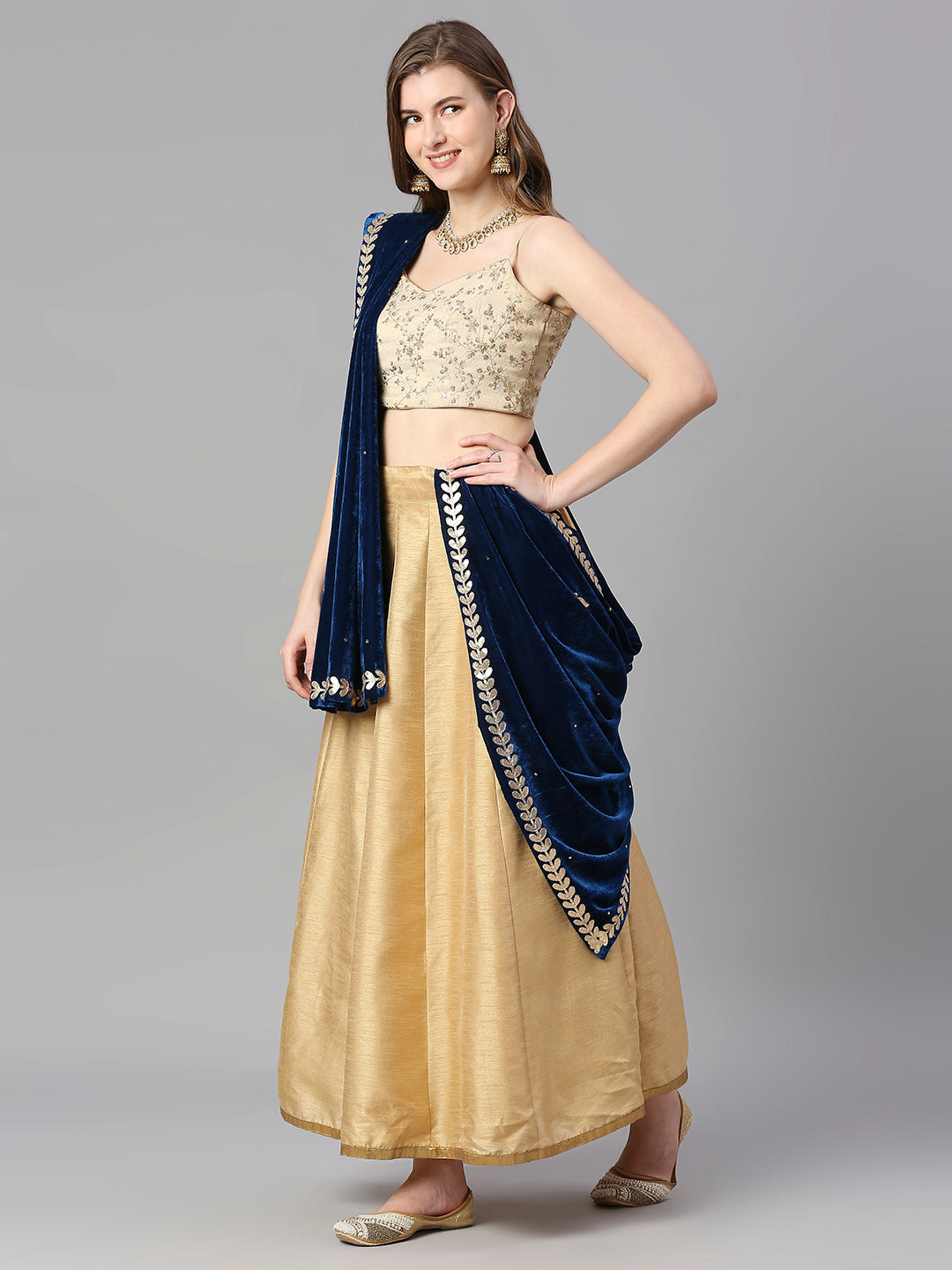 Gotta Patti Work Velvet Blue Dupatta