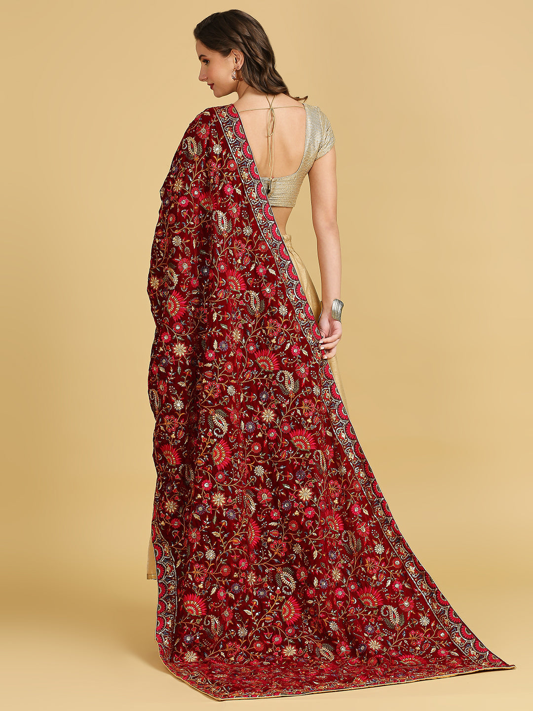All Over Floral Embroidered Velvet Dupatta