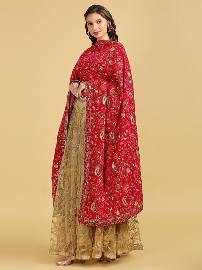 All Over Floral Embroidered Velvet Dupatta