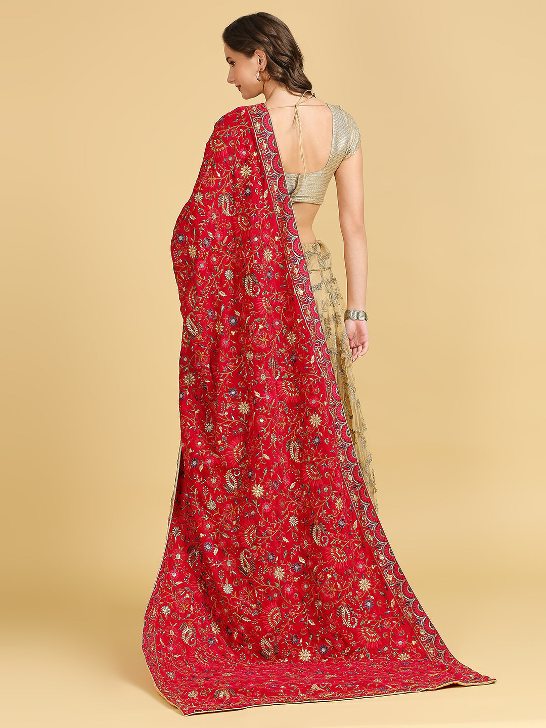 All Over Floral Embroidered Velvet Dupatta