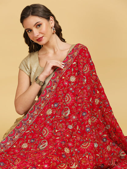 All Over Floral Embroidered Velvet Dupatta