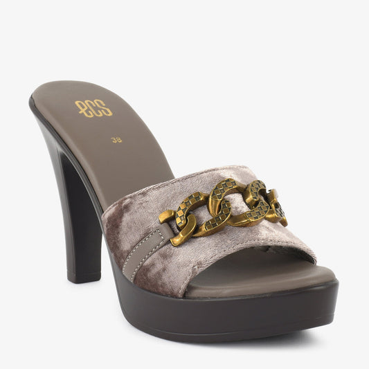 Chain Detail Platform Slippers