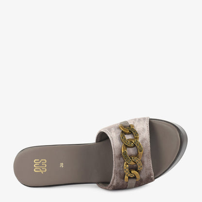 Chain Detail Platform Slippers