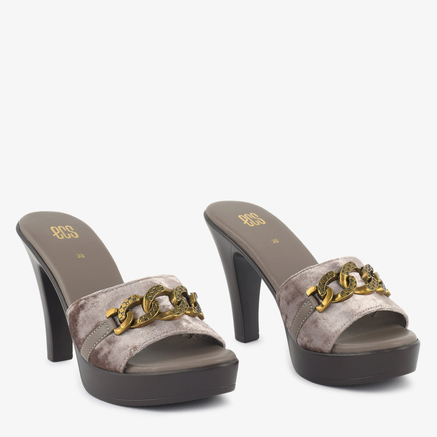 Chain Detail Platform Slippers