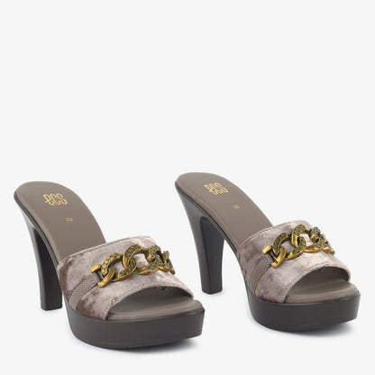 Chain Detail Platform Slippers