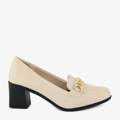 Cognac Chain Block Heel Loafers