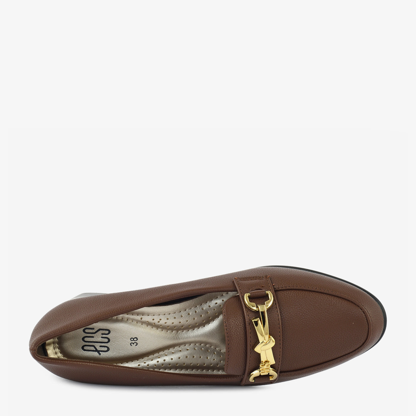 Cognac Chain Block Heel Loafers