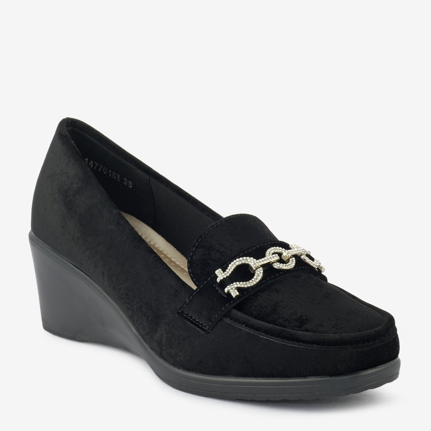 Oatmeal Chain Wedge Loafers