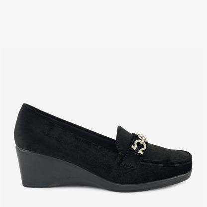 Oatmeal Chain Wedge Loafers