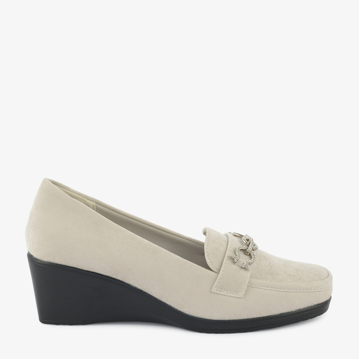 Oatmeal Chain Wedge Loafers