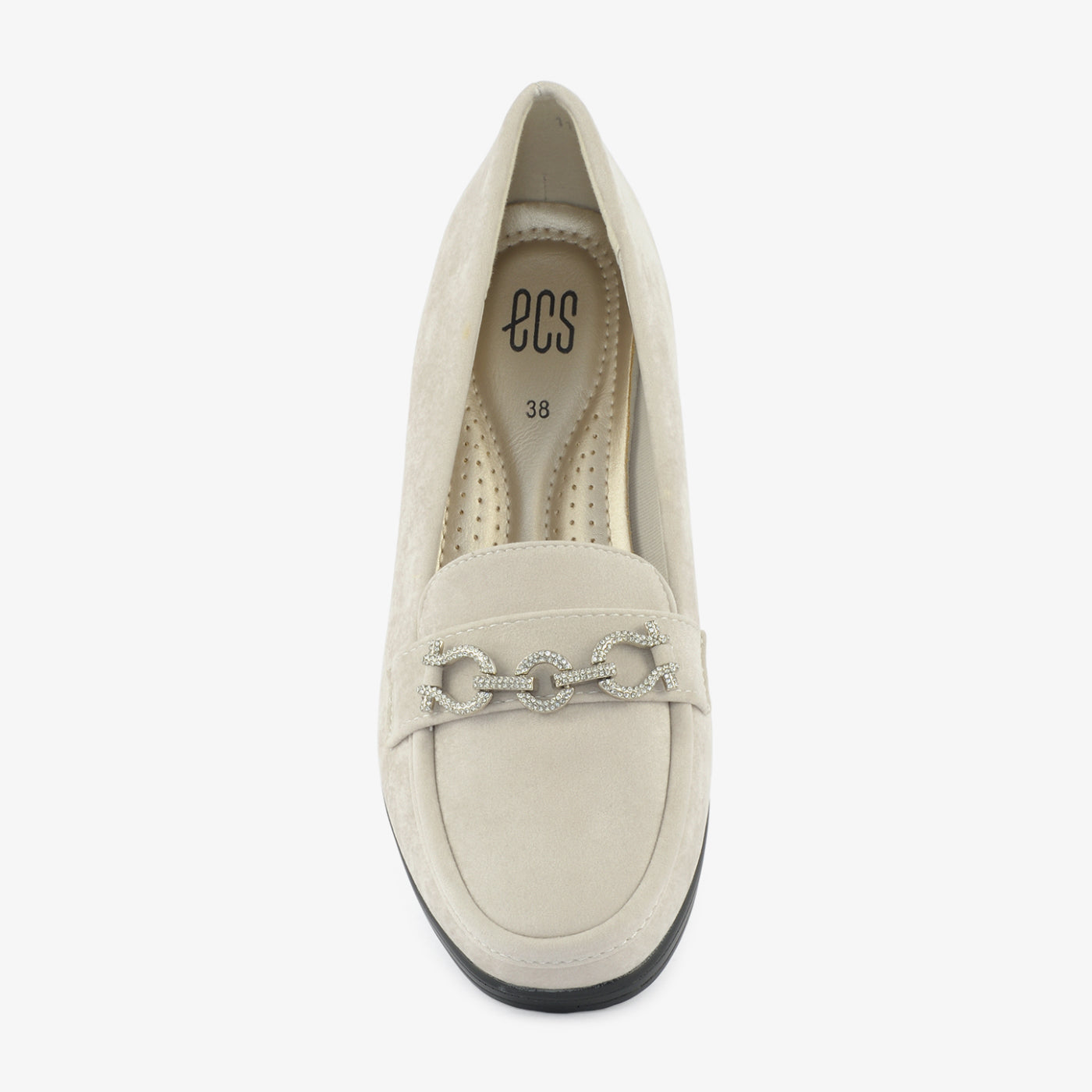 Oatmeal Chain Wedge Loafers