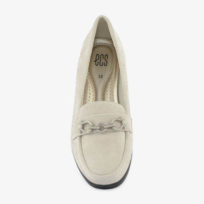 Oatmeal Chain Wedge Loafers