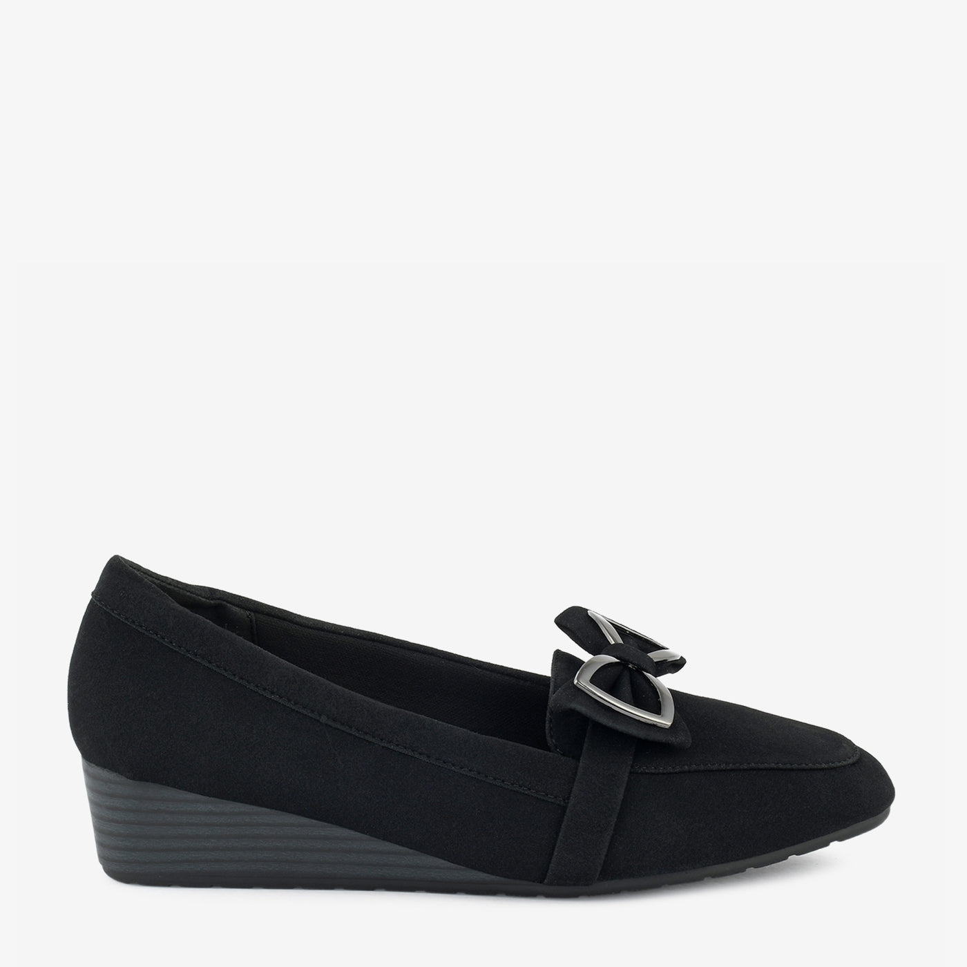 Onyx Bow Wedge Loafers