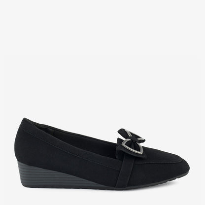 Onyx Bow Wedge Loafers