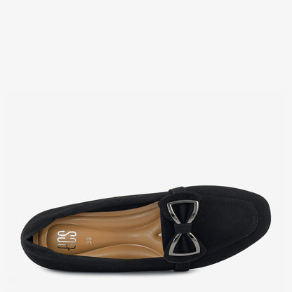 Onyx Bow Wedge Loafers