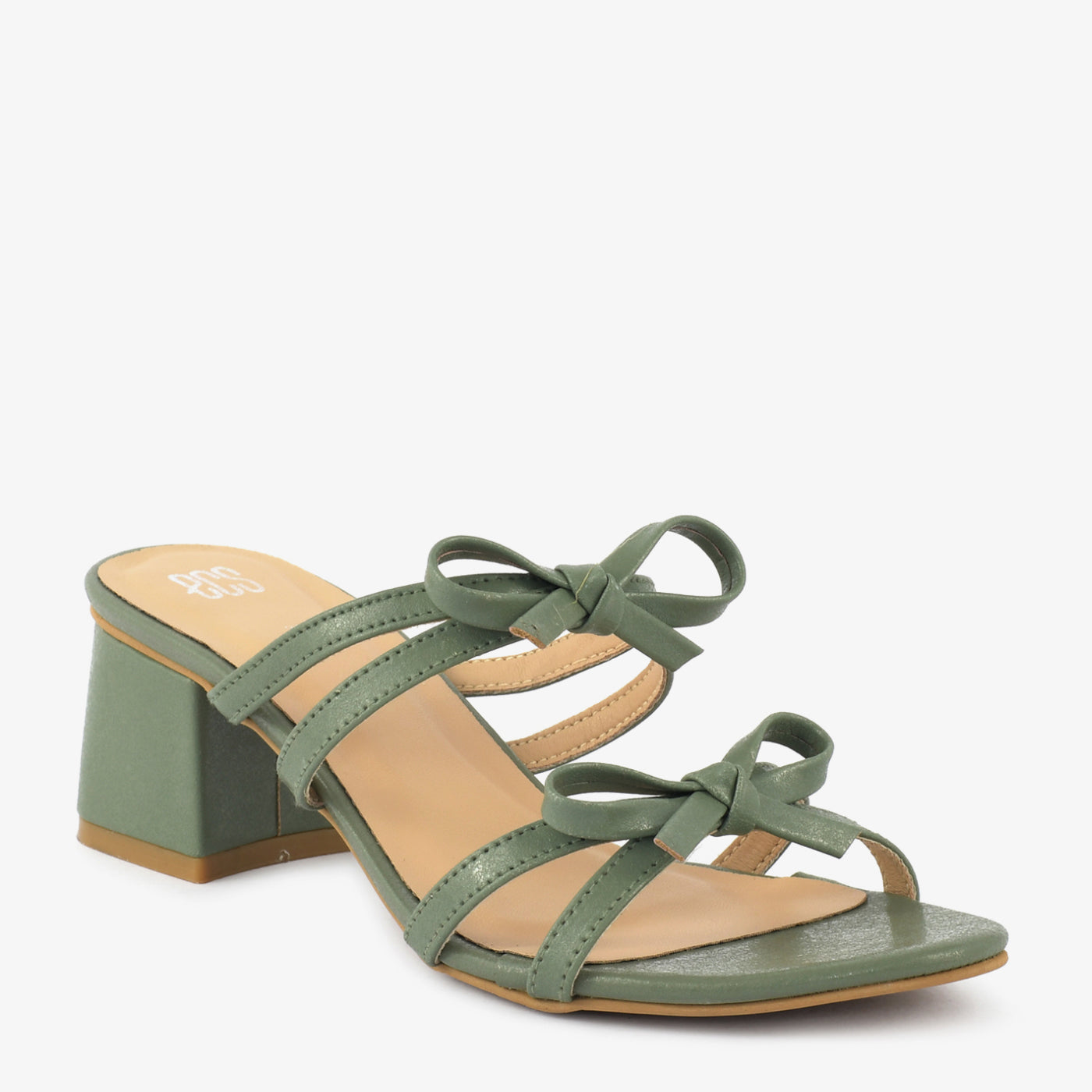 Ribbon Walk Block Heel Slippers