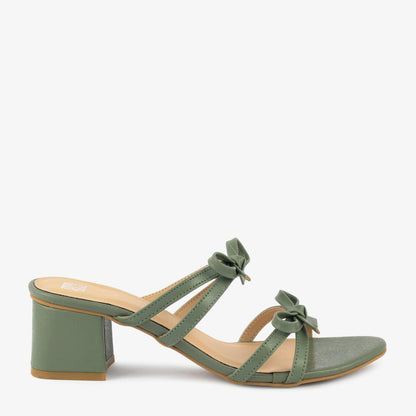 Ribbon Walk Block Heel Slippers