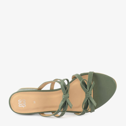 Ribbon Walk Block Heel Slippers