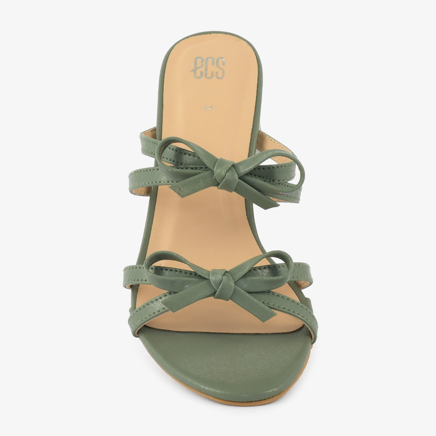 Ribbon Walk Block Heel Slippers