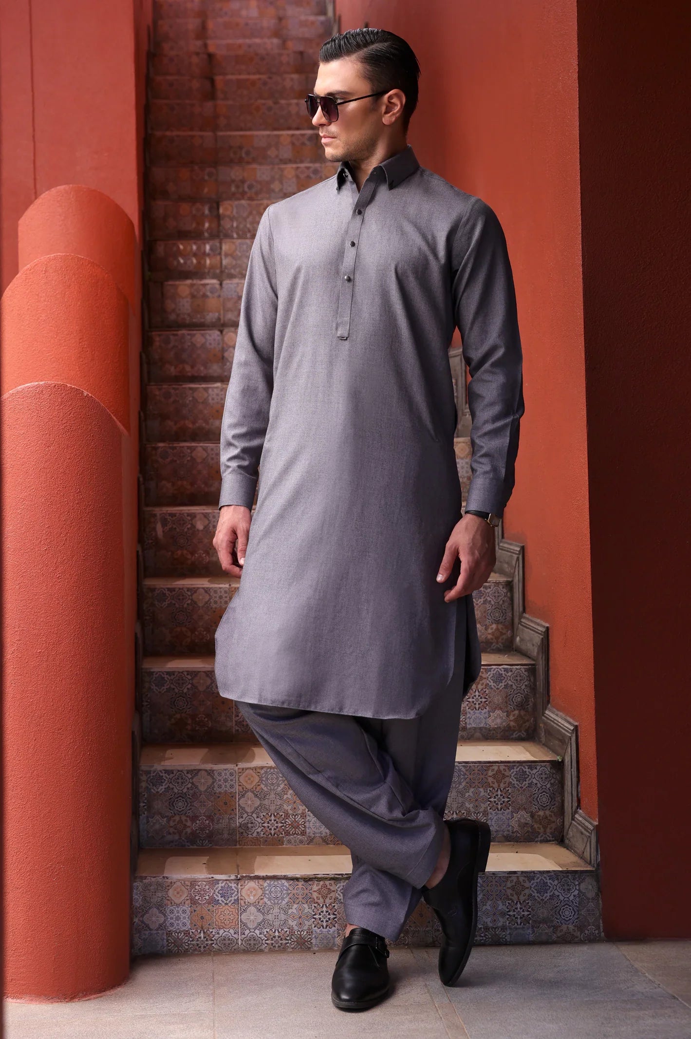 Grey Wash & Wear Shalwar Kameez