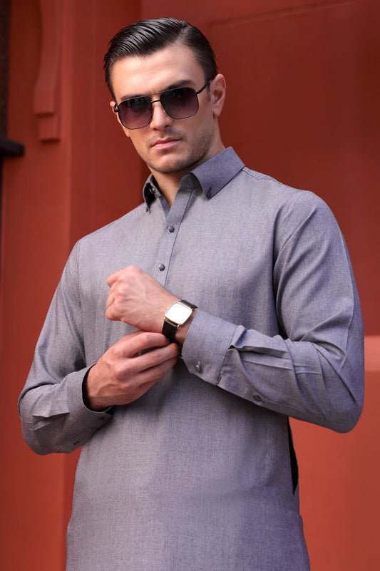 Grey Wash & Wear Shalwar Kameez